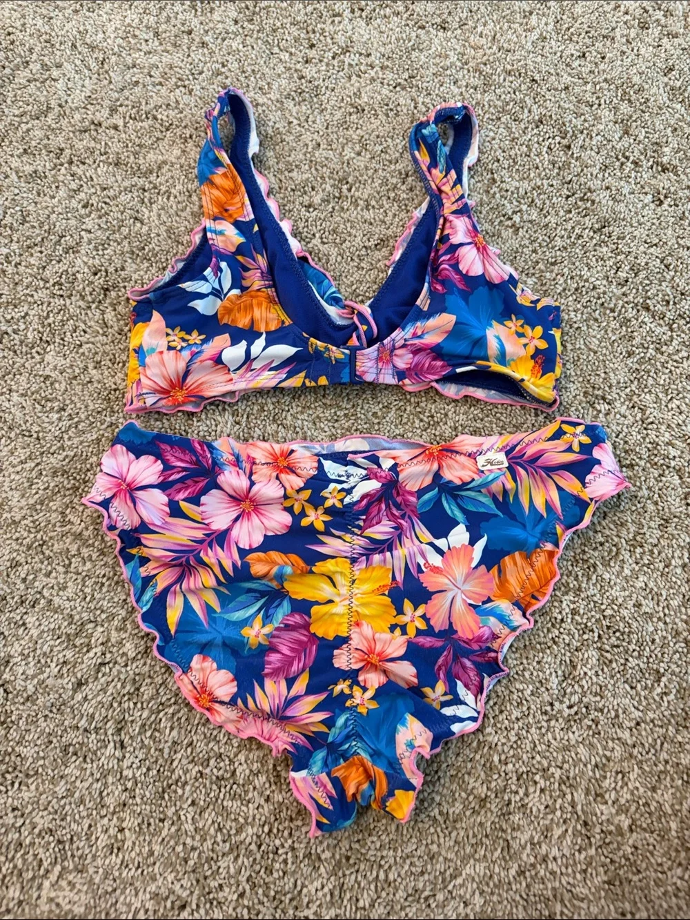 Hobie Girls Bralette Top and Hipster Bikini Bottom Swimsuit Set
